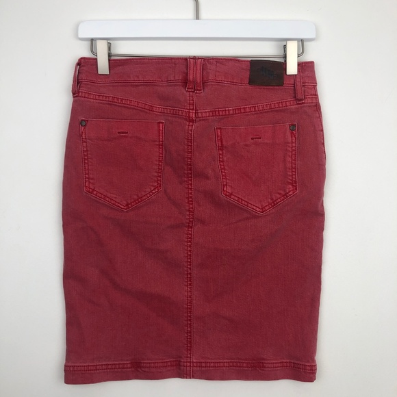 Anthropologie Holding Horses Red Denim Jean Skirt - Picture 3 of 8